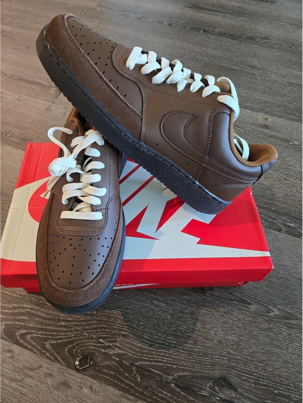 Nike Court Vision Low Cacao Wow Men's Size 9 IO8749-299 Brown White NIB